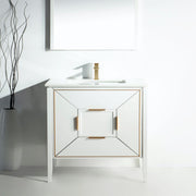 Kube Bath KV8836-GW Vetro 36" Gloss White Free Standing Single Sink Bathroom Vanity with White Quartz Top - view 2