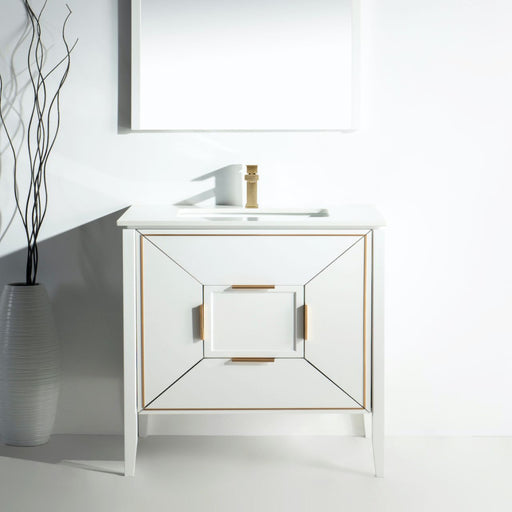 Kube Bath KV8836-GW Vetro 36" Gloss White Free Standing Single Sink Bathroom Vanity with White Quartz Top - view 2