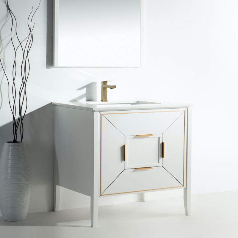 Kube Bath KV8836-GW Vetro 36" Gloss White Free Standing Single Sink Bathroom Vanity with White Quartz Top - view 3