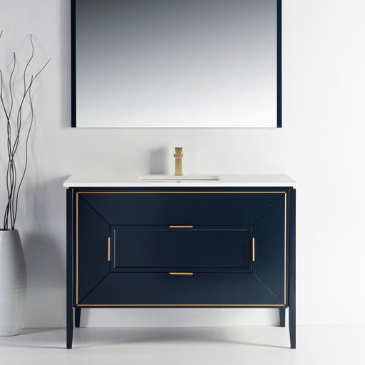 Kube Bath KV8848-Blue Vetro 48" Blue Free Standing Single Sink Bathroom Vanity with White Quartz Top - view 2
