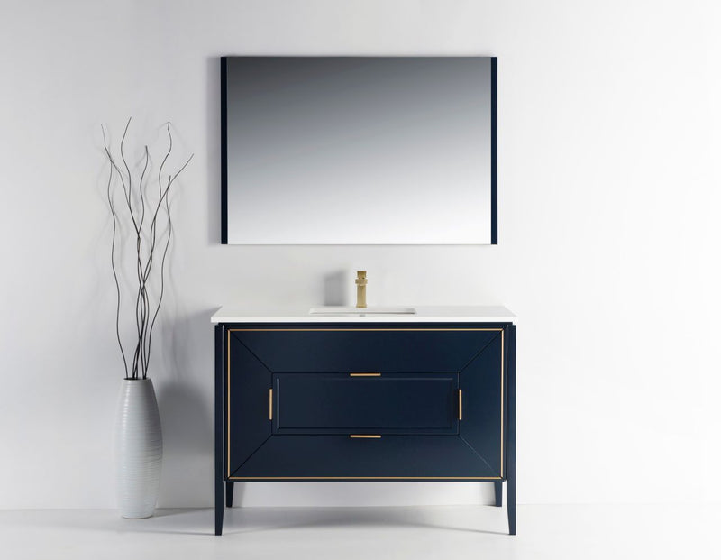 Kube Bath KV8848-Blue Vetro 48" Blue Free Standing Single Sink Bathroom Vanity with White Quartz Top - view 9