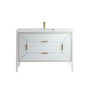Kube Bath KV8848-GW Vetro 48" Gloss White Free Standing Single Sink Bathroom Vanity with White Quartz Top