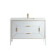 Kube Bath KV8848-GW Vetro 48" Gloss White Free Standing Single Sink Bathroom Vanity with White Quartz Top