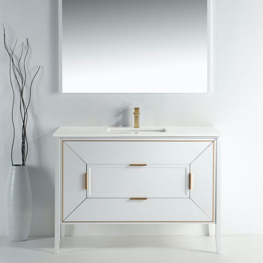 Kube Bath KV8848-GW Vetro 48" Gloss White Free Standing Single Sink Bathroom Vanity with White Quartz Top - view 2