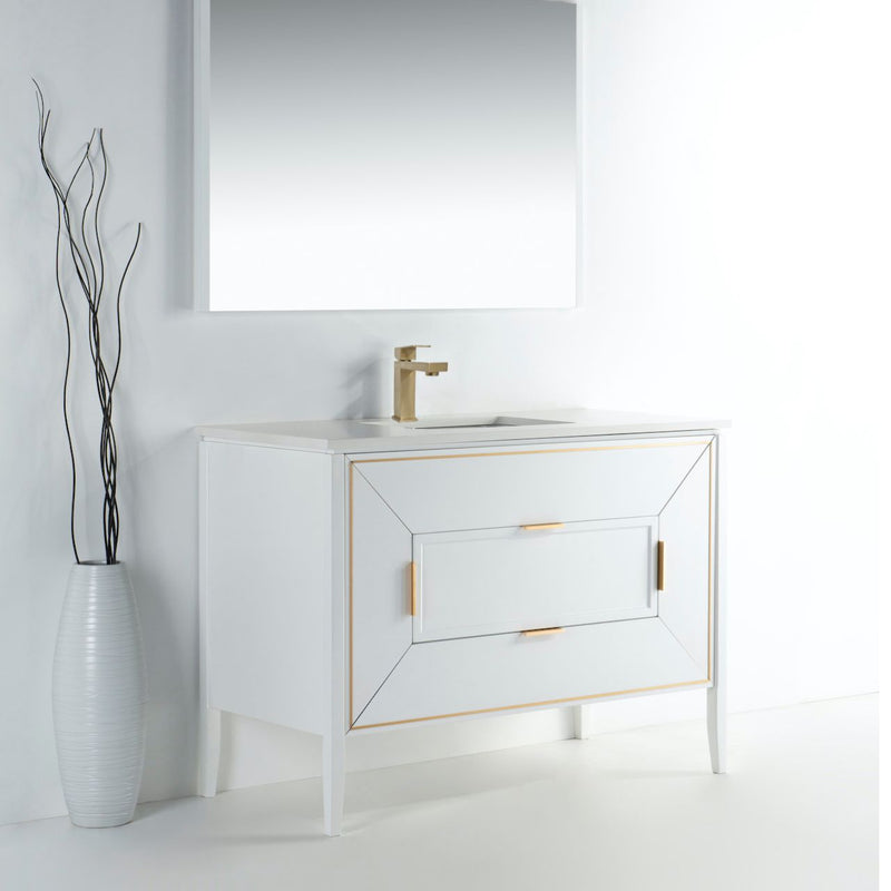 Kube Bath KV8848-GW Vetro 48" Gloss White Free Standing Single Sink Bathroom Vanity with White Quartz Top - view 3