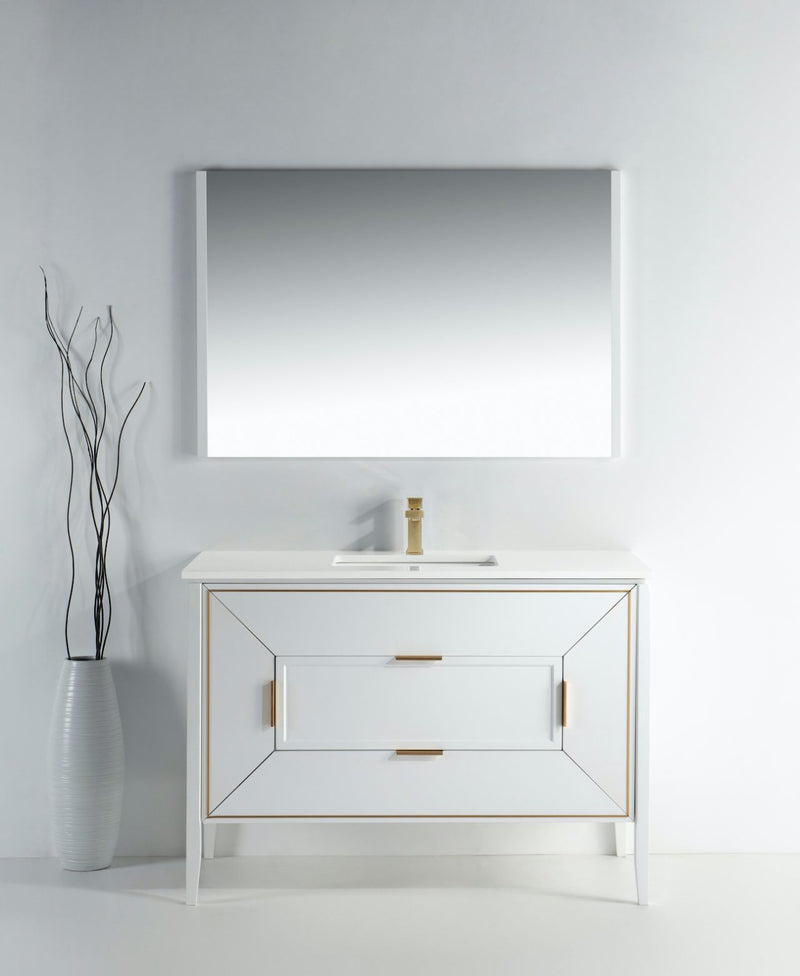Kube Bath KV8848-GW Vetro 48" Gloss White Free Standing Single Sink Bathroom Vanity with White Quartz Top - view 7