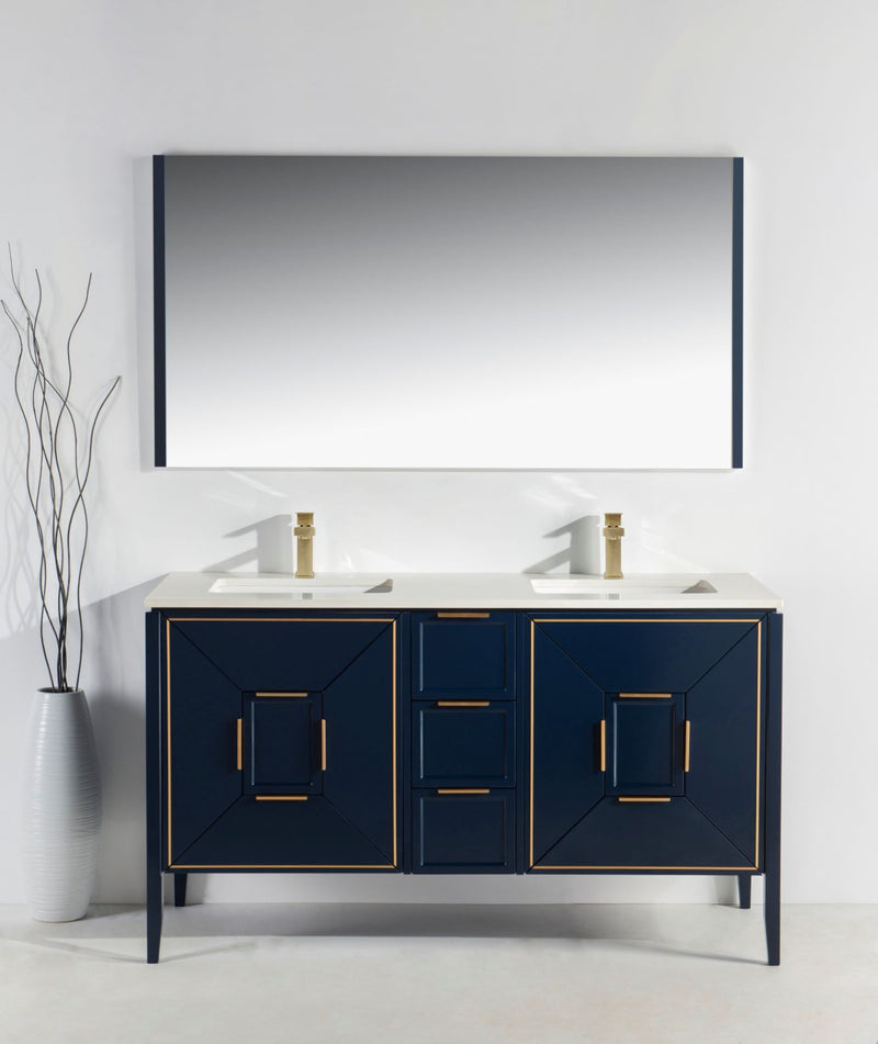Kube Bath KV8860-Blue Vetro 60" Blue Free Standing Double Sink Bathroom Vanity with White Quartz Top - view 10