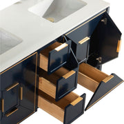 Kube Bath KV8860-Blue Vetro 60" Blue Free Standing Double Sink Bathroom Vanity with White Quartz Top - view 7