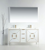 Kube Bath KV8860-GW Vetro 60" Gloss White Free Standing Double Sink Bathroom Vanity with White Quartz Top - view 10