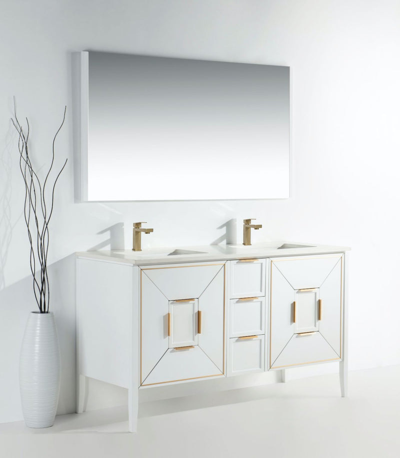Kube Bath KV8860-GW Vetro 60" Gloss White Free Standing Double Sink Bathroom Vanity with White Quartz Top - view 11