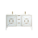 Kube Bath KV8860-GW Vetro 60" Gloss White Free Standing Double Sink Bathroom Vanity with White Quartz Top