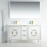 Kube Bath KV8860-GW Vetro 60" Gloss White Free Standing Double Sink Bathroom Vanity with White Quartz Top - view 2