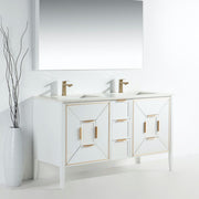 Kube Bath KV8860-GW Vetro 60" Gloss White Free Standing Double Sink Bathroom Vanity with White Quartz Top - view 3