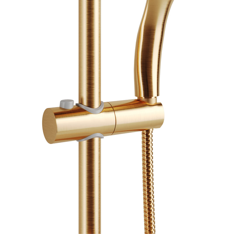 PULSE ShowerSpas 1011-BG-1.8GPM Kauai 8-in Rain Showerhead Shower System with Slide Bar and Integrated Soap Dish in Brushed Gold, 1.8 GPM - view 4