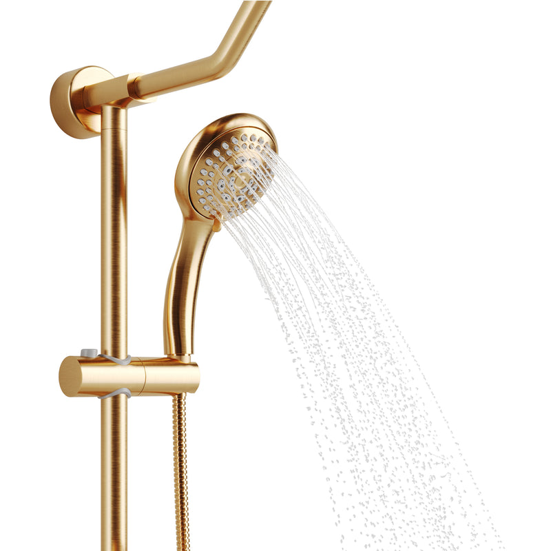 PULSE ShowerSpas 1011-BG-1.8GPM Kauai 8-in Rain Showerhead Shower System with Slide Bar and Integrated Soap Dish in Brushed Gold, 1.8 GPM - view 6
