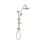 PULSE ShowerSpas 1011-BN-1.8GPM Kauai 8-in Rain Showerhead Shower System with Slide Bar and Integrated Soap Dish in Brushed Nickel, 1.8 GPM
