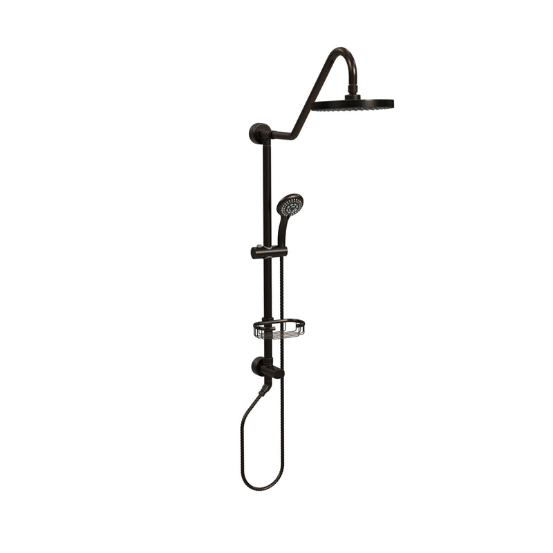 PULSE ShowerSpas 1011-ORB-1.8GPM Kauai 8-in Rain Showerhead Shower System with Slide Bar and Integrated Soap Dish in Oil Rubbed Bronze, 1.8 GPM