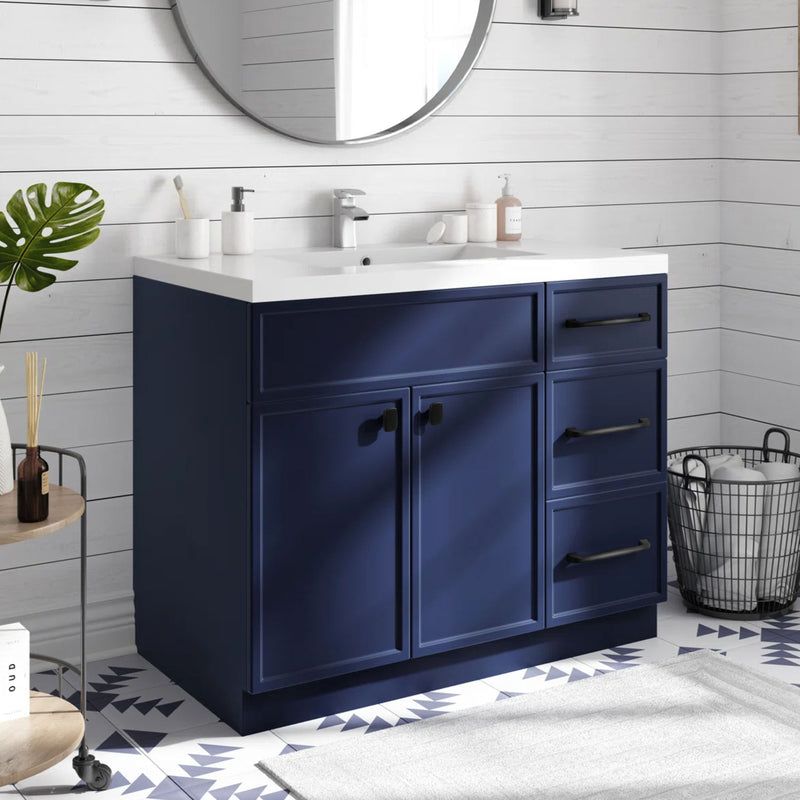 Cutler MANBLU36RHT Manhattan 36" Single Sink Free Standing Cultured Marble Top Bathroom Vanity - Blue