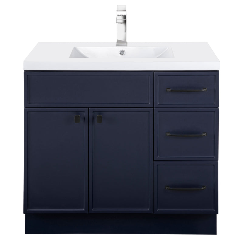 Cutler MANBLU36RHT Manhattan 36" Single Sink Free Standing Cultured Marble Top Bathroom Vanity - Blue