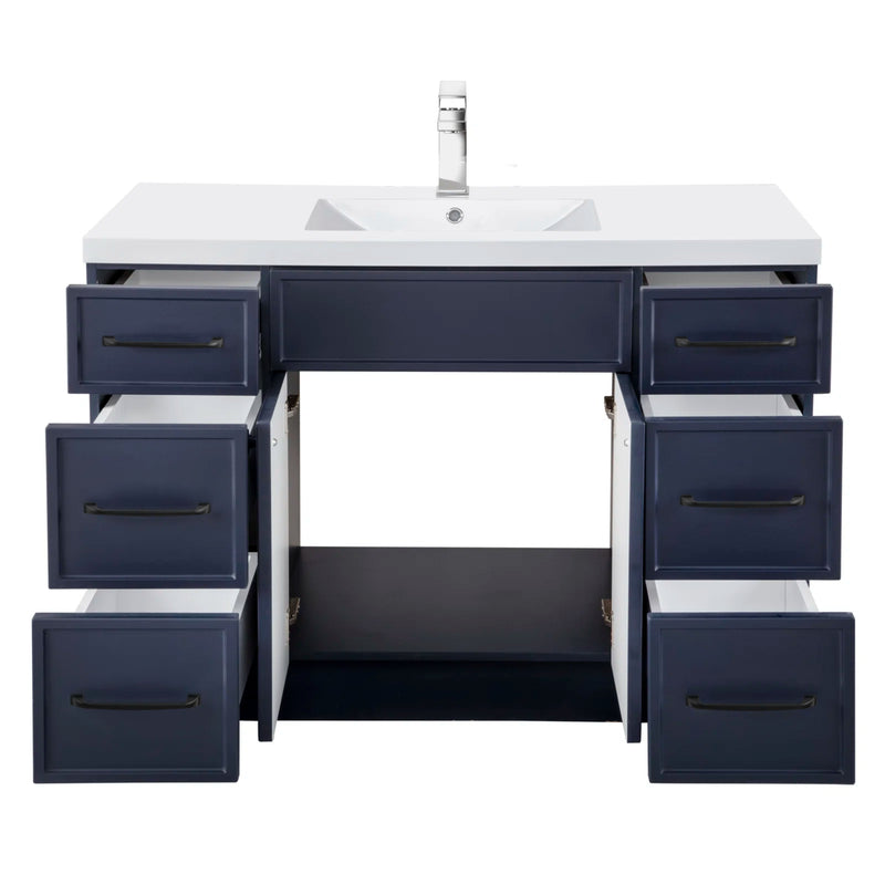 Cutler MANBLU48SBT Manhattan 48" Single Sink Free Standing Cultured Marble Top Bathroom Vanity - Blue