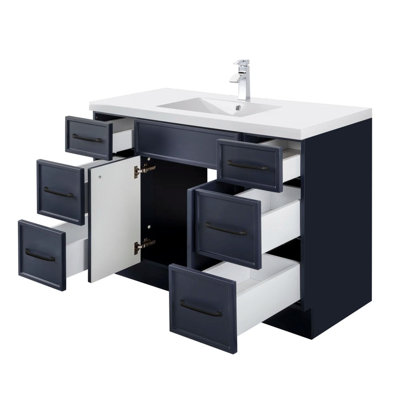 Cutler MANBLU48SBT Manhattan 48" Single Sink Free Standing Cultured Marble Top Bathroom Vanity - Blue