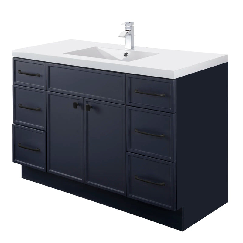 Cutler MANBLU48SBT Manhattan 48" Single Sink Free Standing Cultured Marble Top Bathroom Vanity - Blue