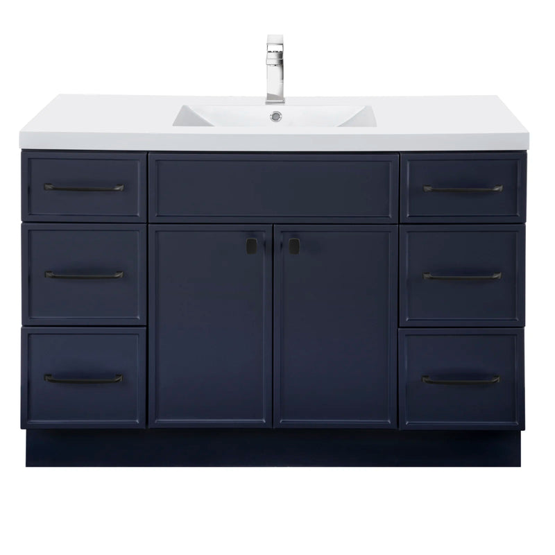 Cutler MANBLU48SBT Manhattan 48" Single Sink Free Standing Cultured Marble Top Bathroom Vanity - Blue