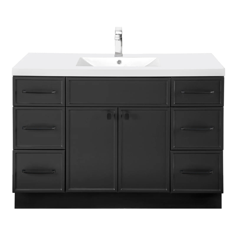 Cutler MANBLK48SBT Manhattan 48" Single Sink Free Standing Cultured Marble Top Bathroom Vanity - Black