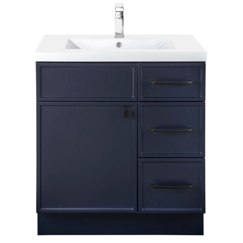 Cutler MANBLU30RHT Manhattan 30" Single Sink Free Standing Cultured Marble Top Bathroom Vanity - Blue