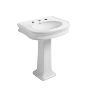 Whitehaus LA10-LA03-3H Isabella 27-1/2" Oval Pedestal Bathroom Sink - White