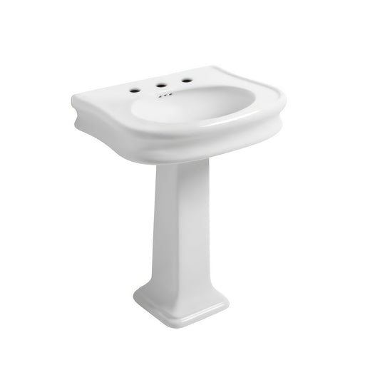Whitehaus LA10-LA03-3H Isabella 27-1/2" Oval Pedestal Bathroom Sink - White