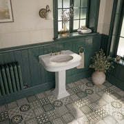 Whitehaus LA10-LA03-3H Isabella 27-1/2" Oval Pedestal Bathroom Sink - White