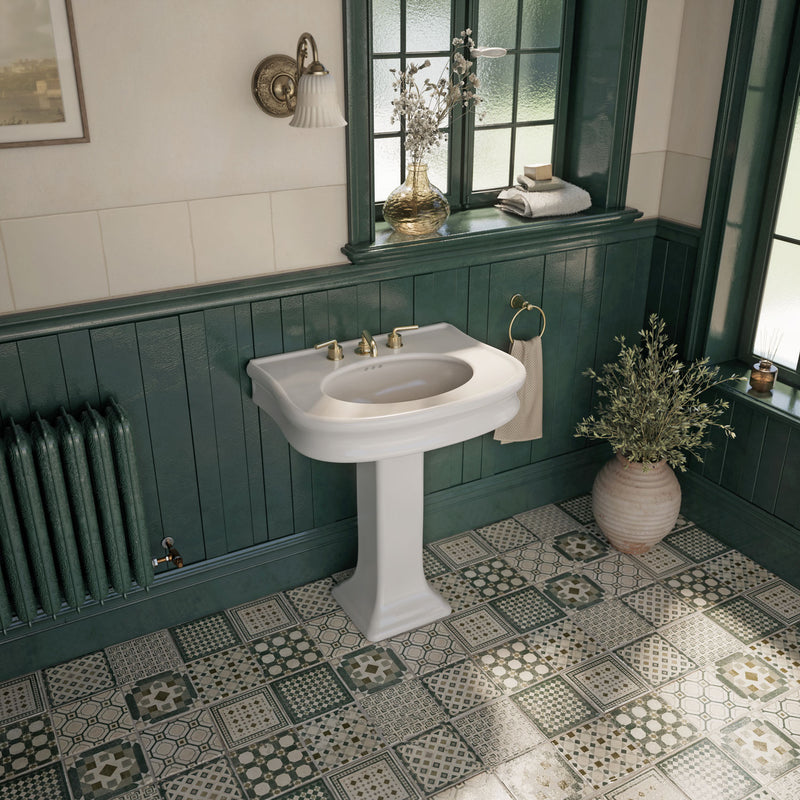 Whitehaus LA10-LA03-3H Isabella 27-1/2" Oval Pedestal Bathroom Sink - White