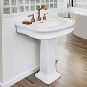Whitehaus LA10-LA03-3H Isabella 27-1/2" Oval Pedestal Bathroom Sink - White