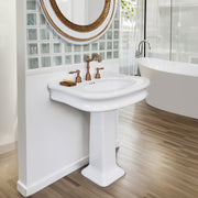 Whitehaus LA10-LA03-3H Isabella 27-1/2" Oval Pedestal Bathroom Sink - White