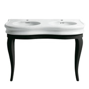 Whitehaus LA12-LAM120B Isabella 47" Double Bowl Console Bathroom Sink - White/Black