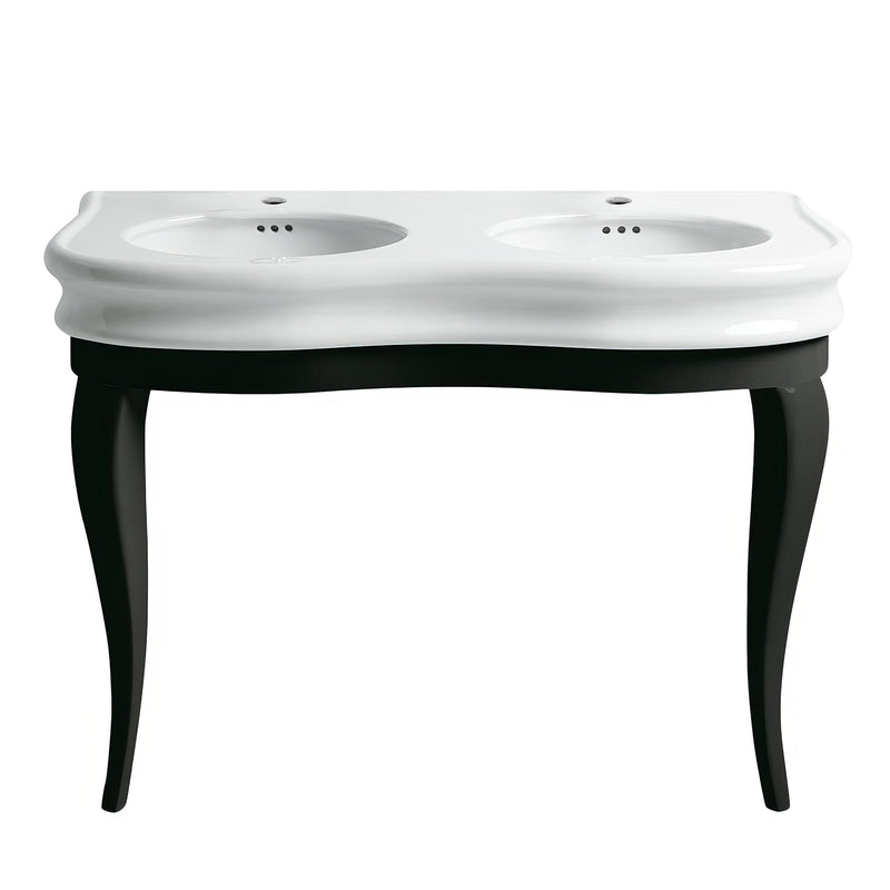 Whitehaus LA12-LAM120B Isabella 47" Double Bowl Console Bathroom Sink - White/Black