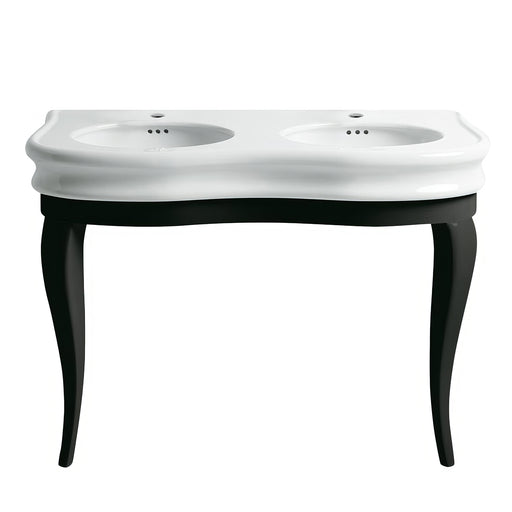 Whitehaus LA12-LAM120B Isabella 47" Double Bowl Console Bathroom Sink - White/Black