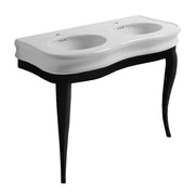 Whitehaus LA12-LAM120B Isabella 47" Double Bowl Console Bathroom Sink - White/Black