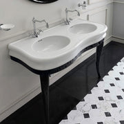 Whitehaus LA12-LAM120B Isabella 47" Double Bowl Console Bathroom Sink - White/Black