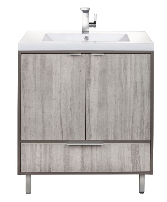 Cutler LCSHF30 London 30" Single Sink Free Standing Cultured Marble Top Bathroom Vanity - Gray