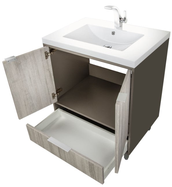 Cutler LCSHF30 London 30" Single Sink Free Standing Cultured Marble Top Bathroom Vanity - Gray