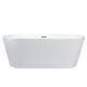Lexora Melina Freestanding Acrylic Flatbottom Soaking Bathtub with Chrome Hardware in Glossy White, 59 in