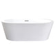 Lexora Lure 59 in. Oval Freestanding Acrylic Flatbottom Soaking Bathtub with Chrome Hardware in Glossy White