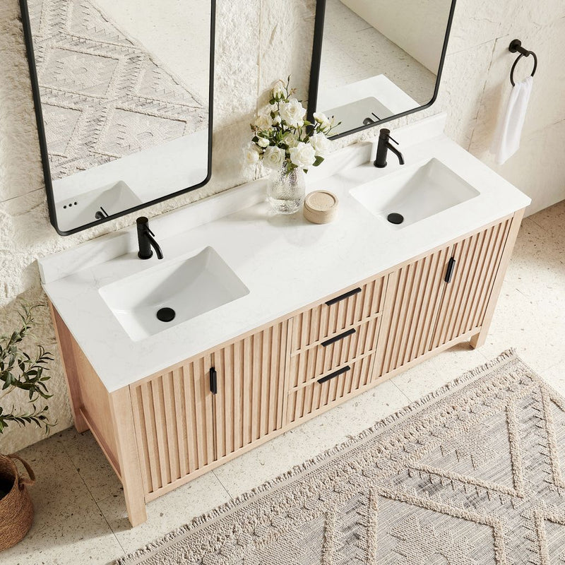 Vinnova 704272-AN-GW Shenzhen 72" Double Sink Bath Vanity in Aged Natural Oak