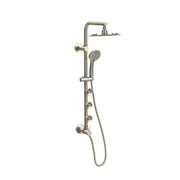 PULSE ShowerSpas 1089-BN-1.8GPM Lanai 8-in Rain Showerhead Shower System with 3-Body Jets, Pivoting Shower Arm and Multi-function Handshower in Brushed Nickel, 1.8 GPM