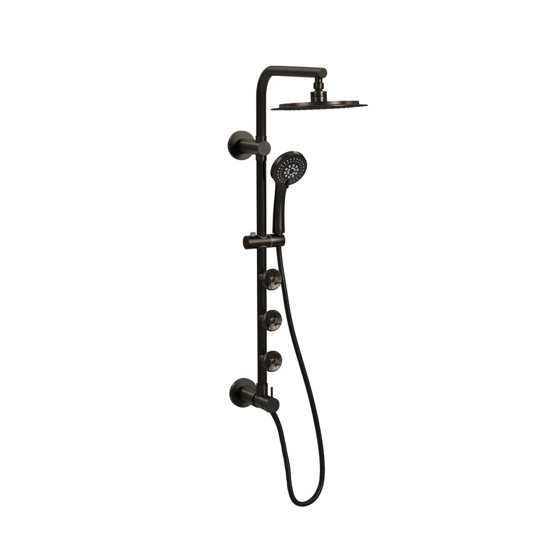 PULSE ShowerSpas 1089-ORB-1.8GPM Lanai 8-in Rain Showerhead Shower System with 3-Body Jets, Pivoting Shower Arm and Multi-function Handshower in Oil Rubbed Bronze, 1.8 GPM