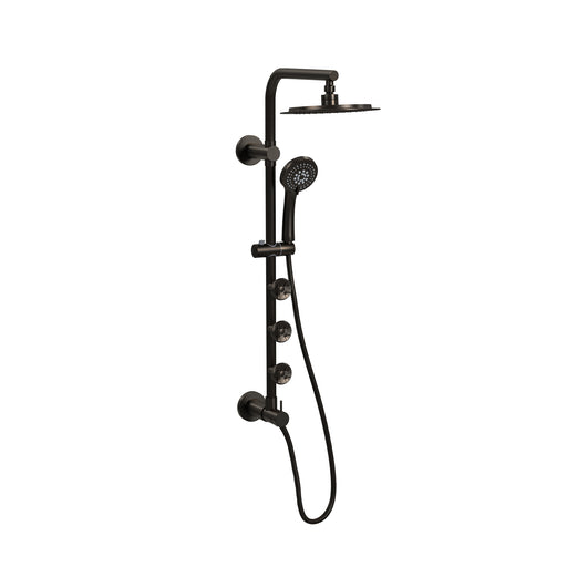 PULSE ShowerSpas 1089-ORB-1.8GPM Lanai 8-in Rain Showerhead Shower System with 3-Body Jets, Pivoting Shower Arm and Multi-function Handshower in Oil Rubbed Bronze, 1.8 GPM