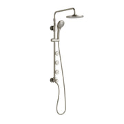 PULSE ShowerSpas 1028-BN-1.8GPM Lanikai 8-in Rain Showerhead Shower System with 3-Body Jets, Multi-function Handshower and Pivoting Shower Arm in Brushed Nickel, 1.8 GPM