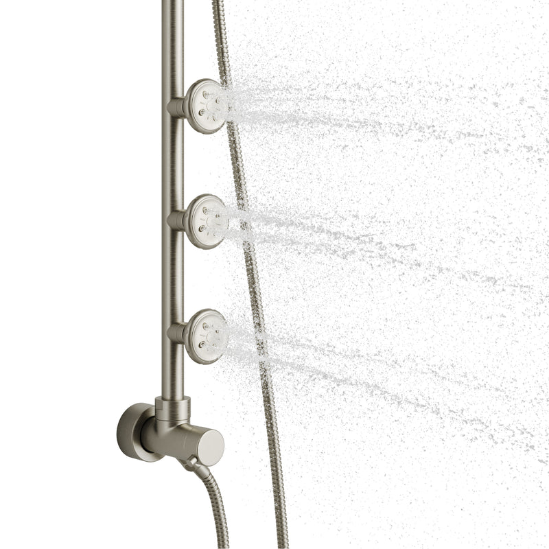 PULSE ShowerSpas 1028-BN-1.8GPM Lanikai 8-in Rain Showerhead Shower System with 3-Body Jets, Multi-function Handshower and Pivoting Shower Arm in Brushed Nickel, 1.8 GPM - view 6